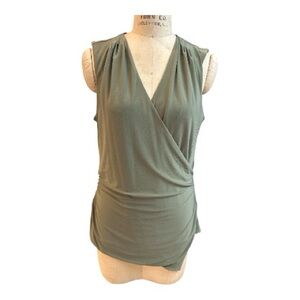 WHBM Elegant Olive Green Wrap Top size L